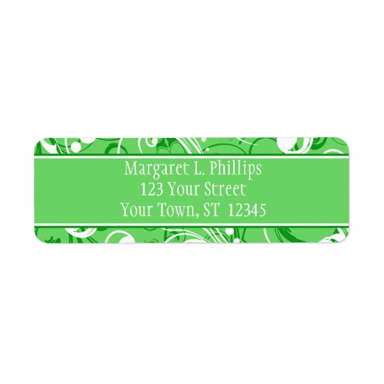 Green and White Swirls Label Return Address Label