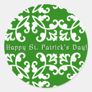 Green and White Swirls St. Patrick's Day Stickers