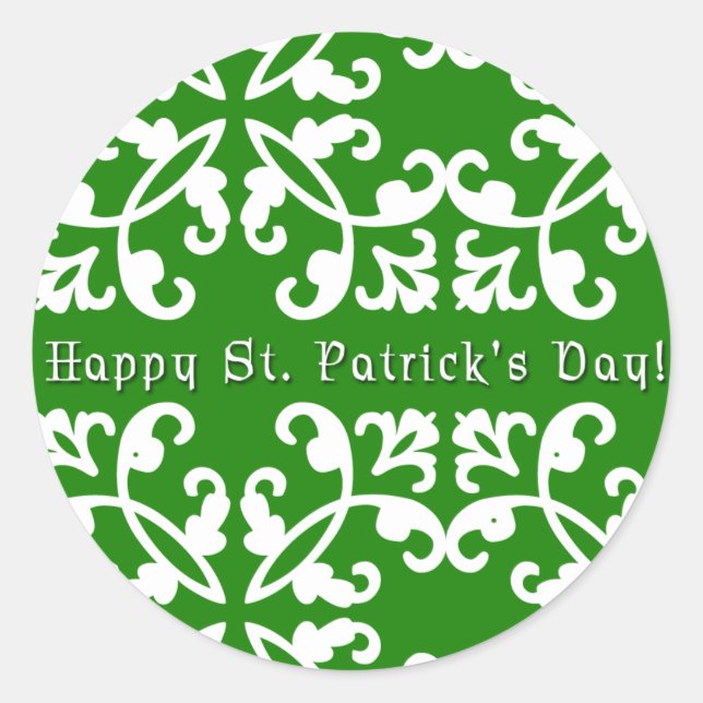 Green and White Swirls St. Patrick's Day Stickers (Front)