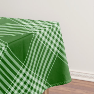 Green And White Tartan Plaid Tablecloth