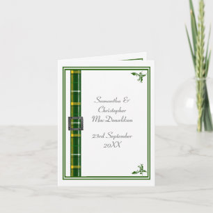 Green and white tartan ribbon thank you card