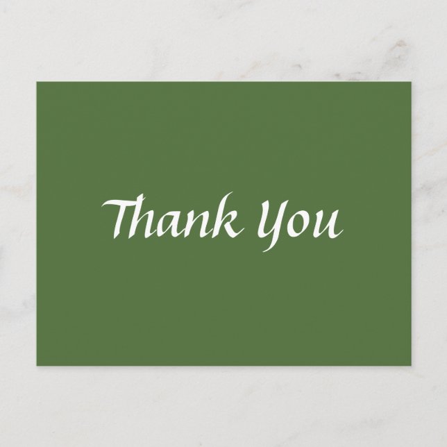 Green and White Thank You Trendy Classical Postcard (Front)