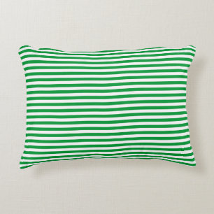 Green and White Vintage Thin Stripes Accent Pillow