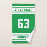 Green and White 🏐 Volleyball - 100% Customize Hand Towel<br><div class="desc">Hand Towel. Green (DIY BACKGROUND Colour... change it to any colour you like) and white any sport ready for you to personalize. Makes a great gift for any sport player. ✔NOTE: ONLY CHANGE THE TEMPLATE AREAS NEEDED! 😀 If needed, you can remove the text and start fresh adding whatever text...</div>