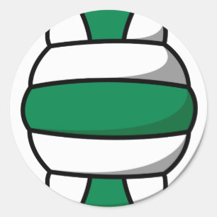 green and white volleyball classic round sticker