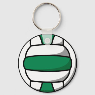 green and white volleyball keychain