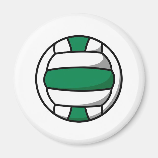 green and white volleyball magnet (Front)