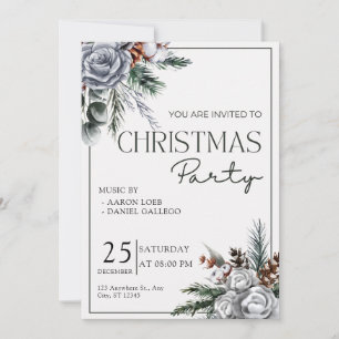 Green and White Watercolor Christmas Party Invitation