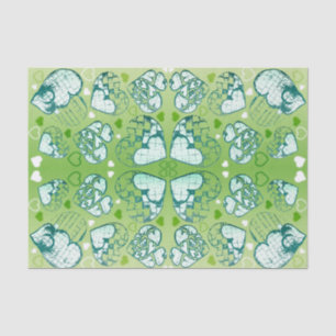 Green and white Whimsical Romantic Hearts pattern Tissue Paper