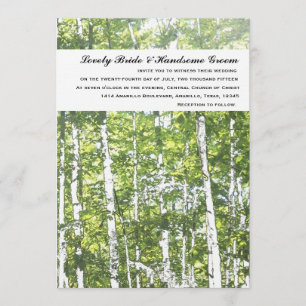 Green and White Woods Summer Wedding Invitation