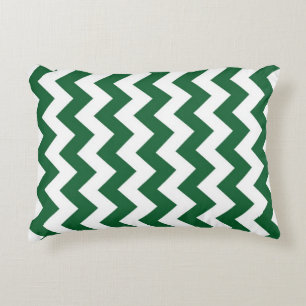 Green and White Zigzag Accent Pillow