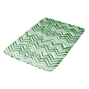 Green and white ZigZag Bath Mat