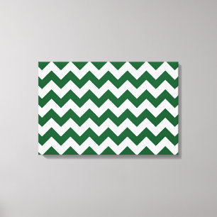 Green and White Zigzag Canvas Print