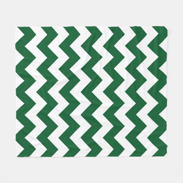 Green and White Zigzag Fleece Blanket (Front (Horizontal))