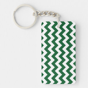 Green and White Zigzag Keychain