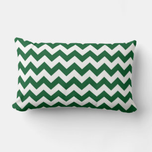 Green and White Zigzag Lumbar Pillow