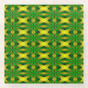 Green and yellow abstract glass coaster