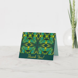 Green and yellow abstract squares  thank you card