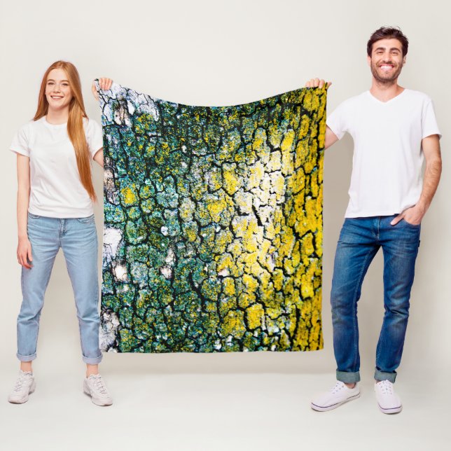 Green and Yellow Abstract Tree Fleece Blanket (In Situ)
