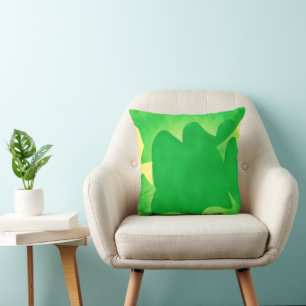 Green and Yellow Artsy Throw Pillow