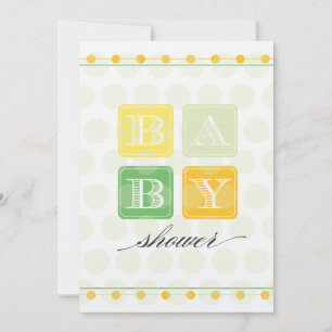 Green and Yellow Blocks Baby Shower Invitation