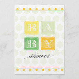 Green and Yellow Blocks Baby Shower Invitation