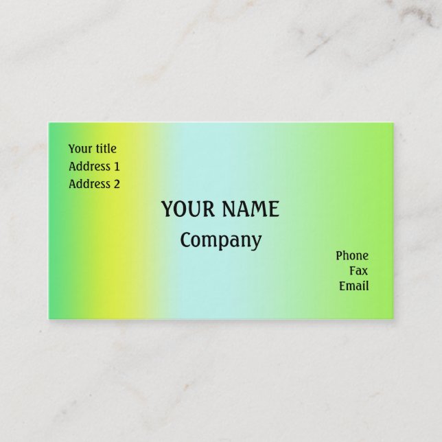 Green and yellow business card (Front)