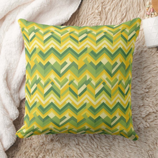 Green and yellow chevron pattern  throw pillow (Blanket)