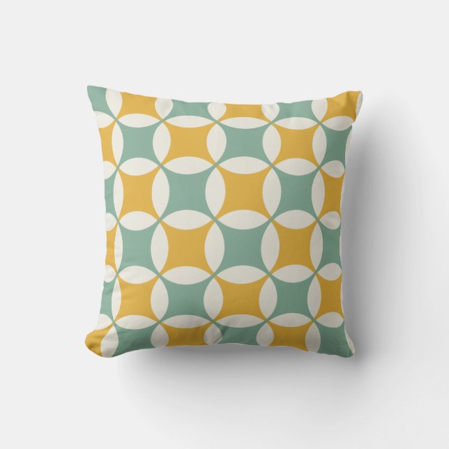 Green and yellow circles throw pillow (Front)