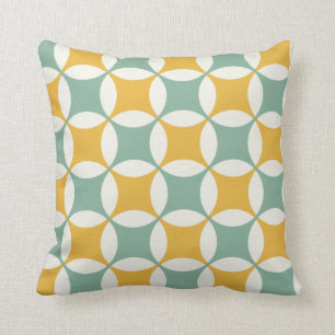 Green and yellow circles throw pillow
