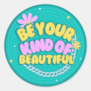 Green And Yellow Creative Retro Quotes Classic Round Sticker