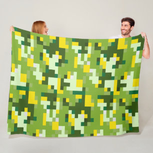Green and Yellow Digital Camouflage Fleece Blanket