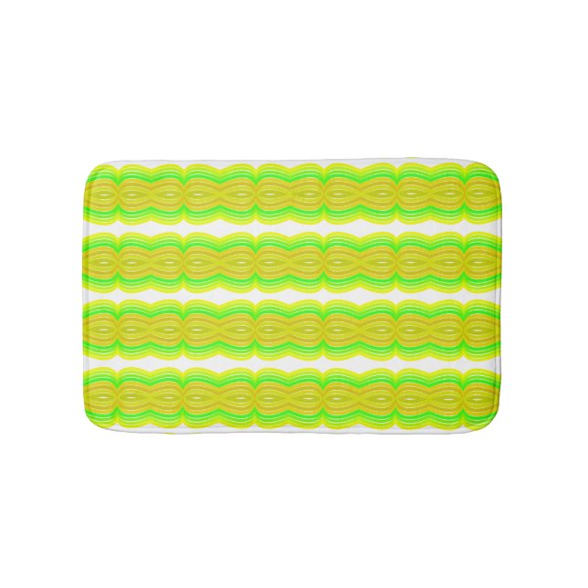 Green And Yellow Figure Eight Ribbon Pattern Art Bath Mat (Front)