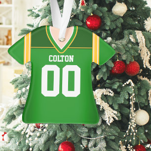 Green and Yellow Football Jersey Ornament