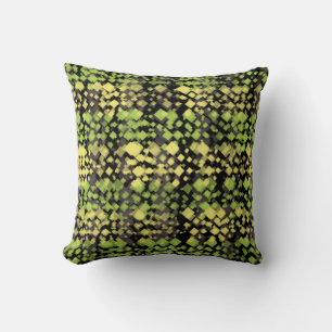 Green and Yellow Glitch Throw Pillow