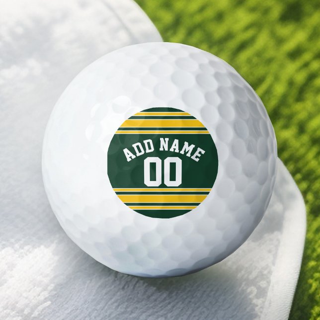 Green and Yellow Gold Striped Personalized Sports Golf Balls (Add Your Name to this Personalized Golf Ball)
