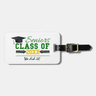 Green and Yellow Graduation Gear Luggage Tag