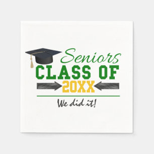 Green and Yellow Graduation Gear Napkin