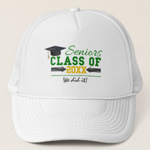 Green and Yellow Graduation Gear Trucker Hat