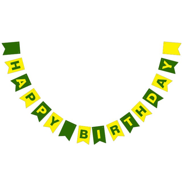 Green and Yellow Happy Birthday Bunting Flags (All)