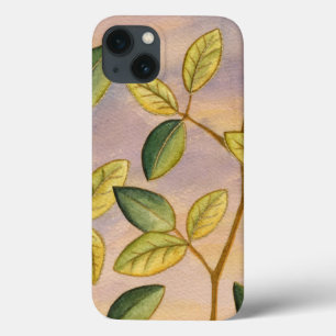 Green and Yellow Leaves on Sunset Background iPhone 13 Case