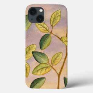 Green and Yellow Leaves on Sunset Background iPhone 13 Case