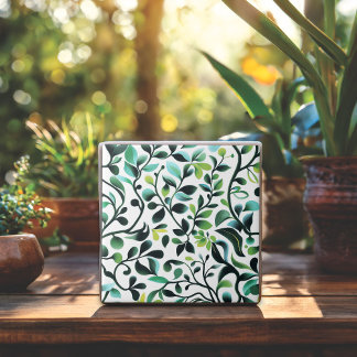 Green and Yellow Leaves Pattern Tile