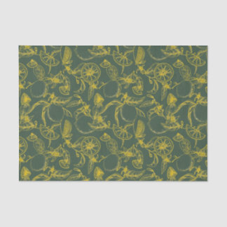 Green and Yellow Lemon Sketch Tissue Paper