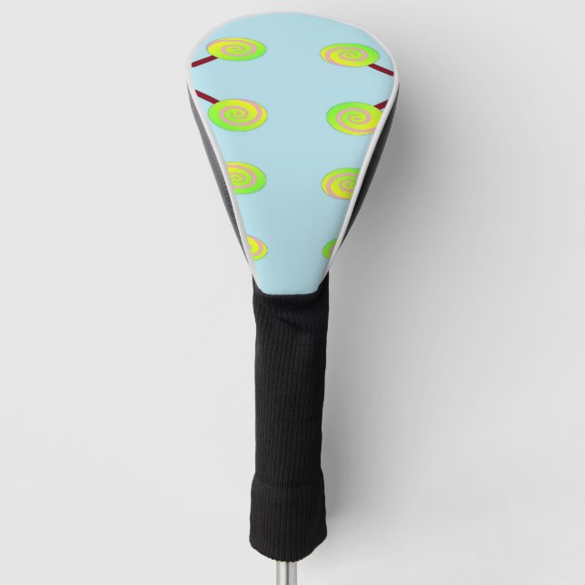 Green and yellow lollipop golf head cover (Front)