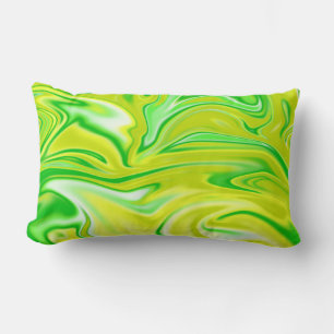 Green And Yellow Marble, Big Lumbar Cushion. Pillow