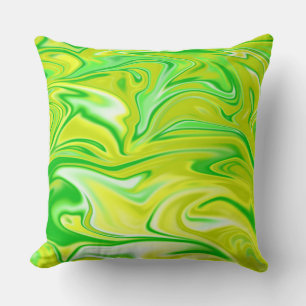 Green And Yellow Marble, Big Throw Cushion. Pillow