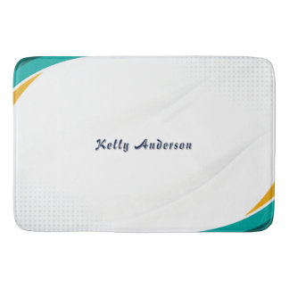 Green and Yellow Modern Pattern with Custom Sign Bath Mat
