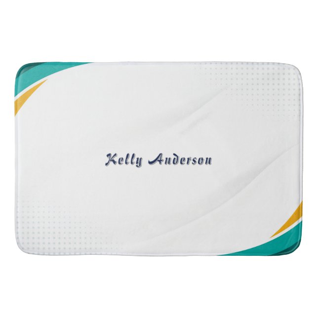 Green and Yellow Modern Pattern with Custom Sign Bath Mat (Front)