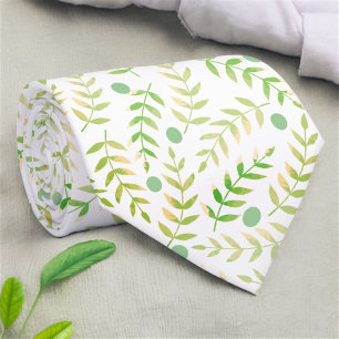 Green and Yellow Nature Fern Leaf Stalks Pattern Tie